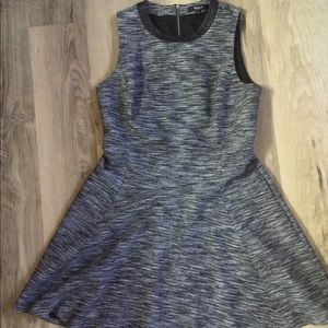 Madewell tweed leather trim dress